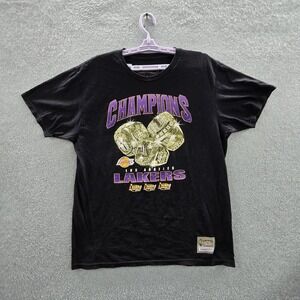 Los Angeles Lakers Men Shirt L Black Mitchell & Ness Graphic Championship Rings